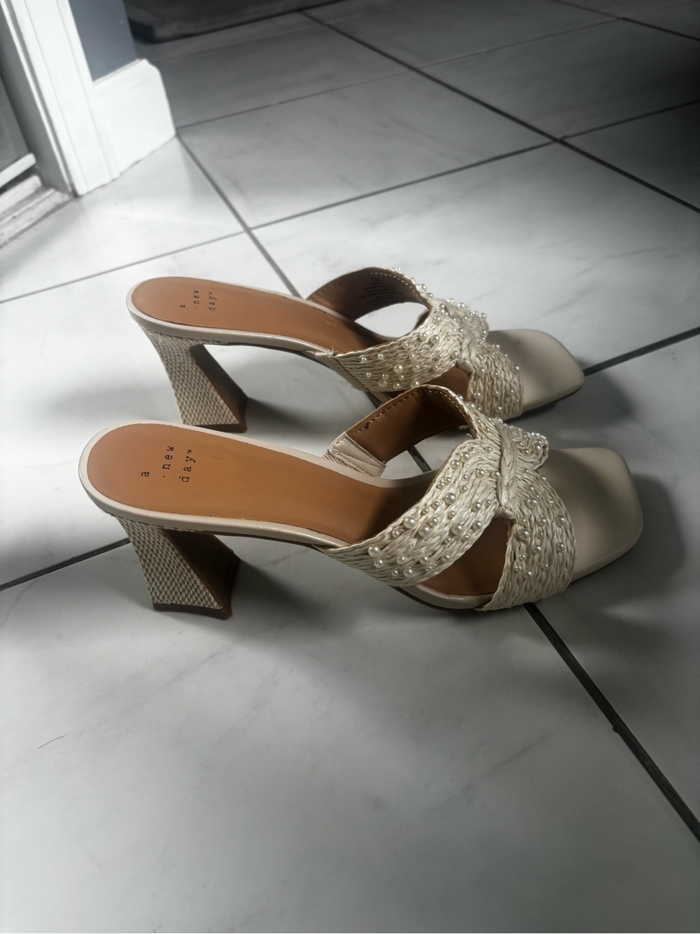 a new day Cream Braided Pearl-Embellished Slide Mules - Picture 2 of 3